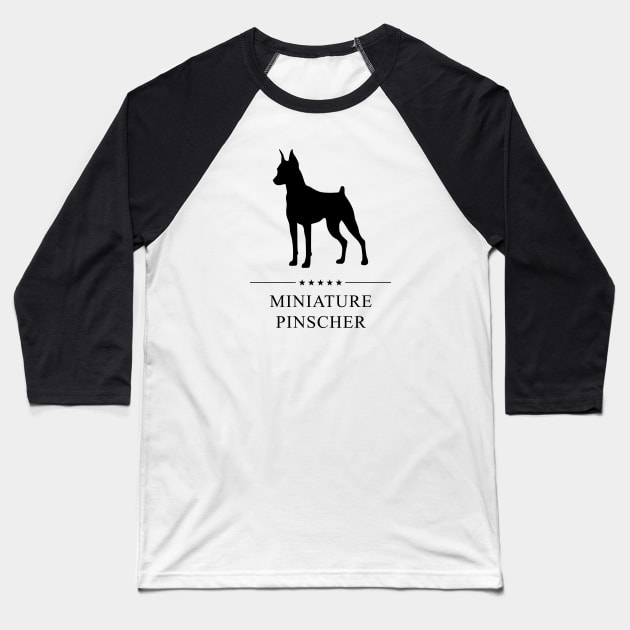 Miniature Pinscher Black Silhouette Baseball T-Shirt by millersye